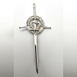 Scottish Kilt Pin Brooch Signed BUCHANAN Clan Silver Tone